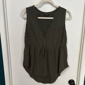 Torrid Green Tie Front Sleeveless Tank Top